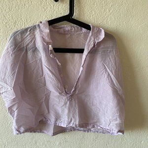 Lilac Purple Silk Cotton CP Shades Cropped Blouse